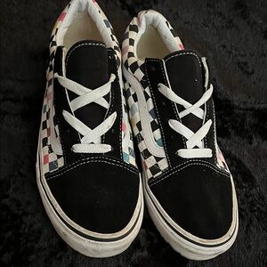 Vans Kids Black and Checkered Sneakers